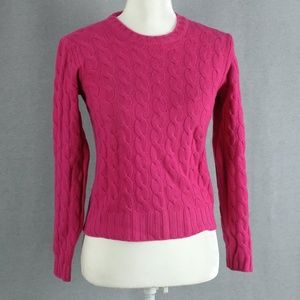 Burberry Cashmere Cable Knit Sweater Bright Pink